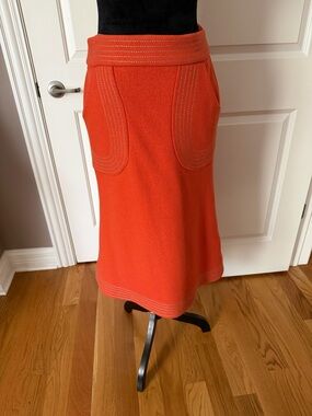 Tsumori Chisato Orange Midi Skirt with Topstitch Pocket Detail
